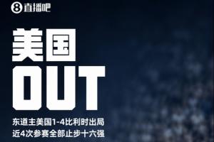 东道主出局!美国遭比利时淘汰,近4次参赛全部止步世界杯16强