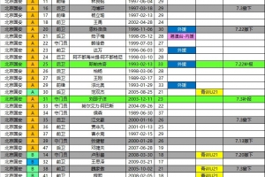 国安2026中超夏转后报名名单:撤下恩科洛洛 补报斯帕吉奇刘邵子洋